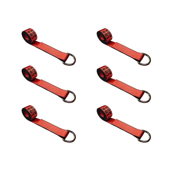 2" x 10' Lasso Strap w/ D Ring Auto Tie Down Wheel Lift Tow Truck Trailer Red, 6PK